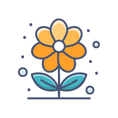 Poster - Stylized Flower Icon with Petals and Leaves Symbolizing Nature and Spring