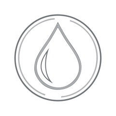 Poster - Water Drop Icon Vector Illustration in Circle, Symbolic Representation of Liquid Freshness and Hydration Concept