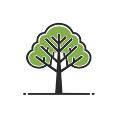 Poster - Stylized Tree Icon Green Leaves Black Trunk Branches Graphic Illustration