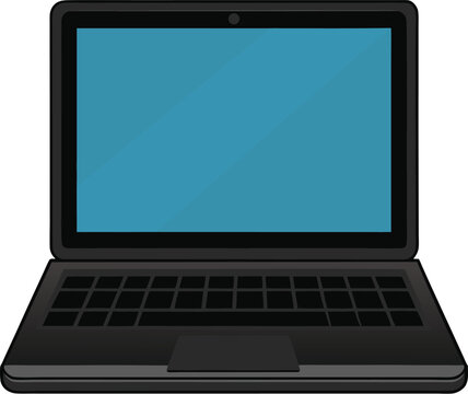 Clean modern illustration of a black laptop computer perfect for technology business and digital concepts