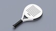 © uniyok - Padel racket and ball on gray background for sports design and promotion. Mockup