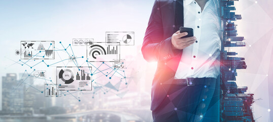 Fototapete - Big data and analytics support real-time insights, predictive modeling, and data-driven decisions for business intelligence and growth. Vouch