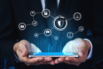 Poster - Cyber security protects against breaches, hacks, and network attacks using strong infrastructure and proactive digital defense strategies. Vouch
