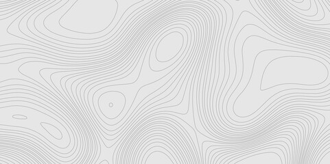 Fototapete - Geographic abstract topographic contour lines relief map seamless pattern concept of conditional geometric gray lines, mountain landscape terrain grid geometric stripes geographic relief line art.