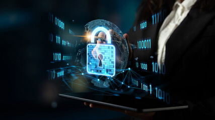 Poster - Cyber security protects against breaches, hacks, and network attacks using strong infrastructure and proactive digital defense strategies. Latch