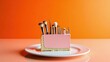 © Volodymyr Hankevych - Makeup brushes displayed in a slice of cake on a white plate.