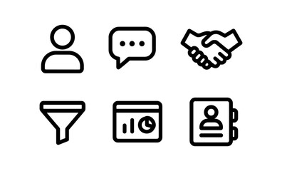 Poster - Minimalist icons for communication, analytics, and networking in line art style