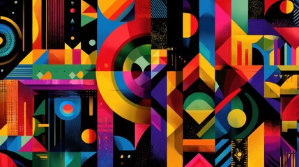 Poster - Vibrant and colorful abstract design with geometric patterns.