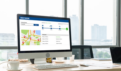 Poster - Delivery tracking system for e-commerce and modish online business to timely goods transportation and delivery
