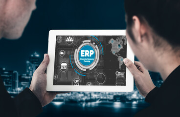 Poster - ERP enterprise resource planning software for modish business to plan the marketing strategy