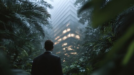 Poster - Businessman contemplating in urban jungle
