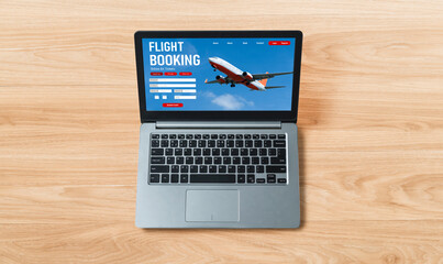 Fototapete - Online flight booking website provide modish reservation system . Travel technology concept .
