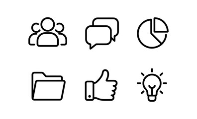 Poster - Minimalist line icons set for business and communication concepts