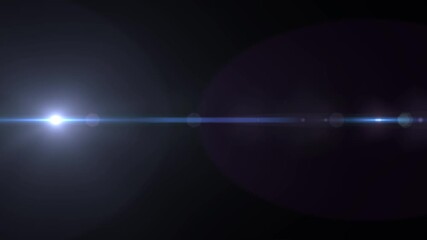 Wall Mural - camera lens streak flare blue light flicker glowing alpha channel loopable animation,light rays isolated motion design element