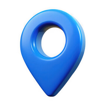 A 3d rendered blue location pin icon isolated on transparent background