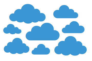 Poster - A set of vector designs featuring various cloud shapes, along with a pack of icons related to data technology
