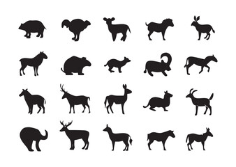 Leinwandbilder - Diverse collection of animal silhouettes and icons in vibrant cmyk and grayscale tones ideal for graphic design projects