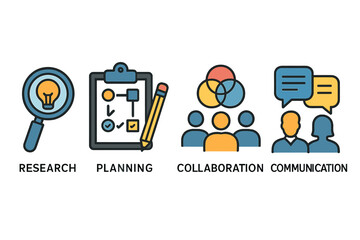 Aufkleber - A business infographic template is available, featuring a 4-step timeline journey and process diagram with 4 options on a white background, presented as an infograph elements vector illustration