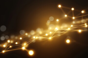 Poster - Glowing network of golden lights on dark background