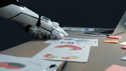 Poster - Business professionals using an AI assistant to analyze data and optimize strategies, illustrating smart collaboration between humans and artificial intelligence. Noogenesis AI