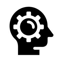 Poster - Head brain thinking intelligence mind gear mechanism process strategy creativity problem solving icon