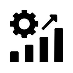 Poster - Business growth chart with gear and upward arrow representing progress and development process