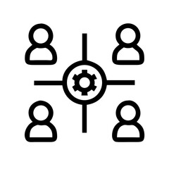 Poster - Teamwork collaboration process icon showing people connected with gear for project management success