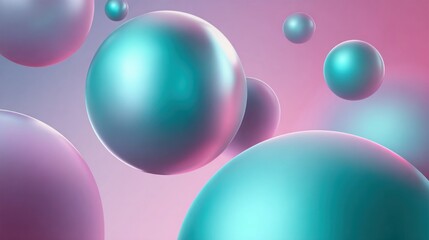Poster - Abstract 3d spheres in pastel colours.