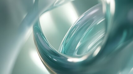 Poster - Abstract swirls of translucent teal and light gray.