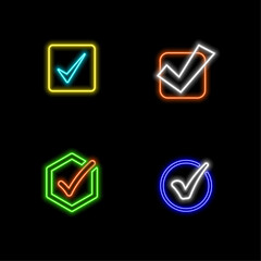 Fototapete - Check mark icon 3d rendering vector illustration.neon style.