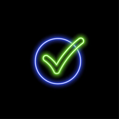 Fototapete - vibrant green circle, signaling completion or approval.neon style. The clean design conveys a sense of rightness and validation.