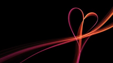 Poster - Abstract heart shape formed by luminous ribbons.