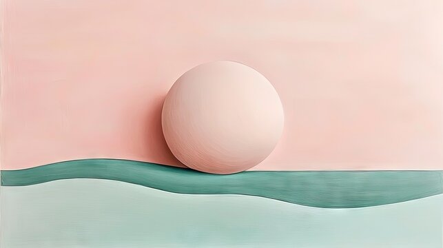 Sphere on Wavy Pastel Background Abstract Design