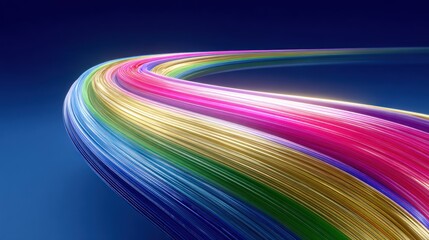 Poster - Abstract rainbow colored lines curving in a circle.