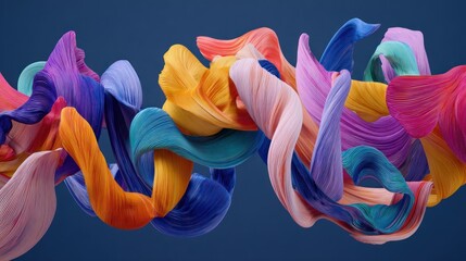 Poster - Colorful pleated fabric forms an abstract design.