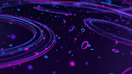 Poster - Abstract design with swirling, vibrant lines and particles.