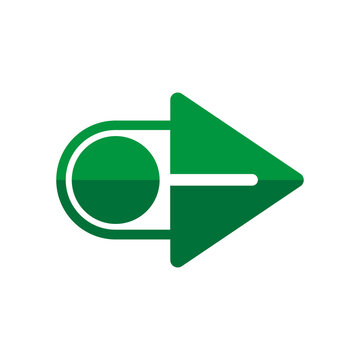 Green arrow play button icon set for web media player design