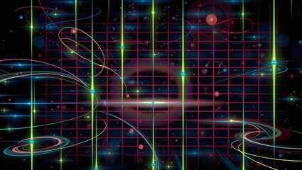 Wall Mural - Cosmos in Dynamic Digital Grid