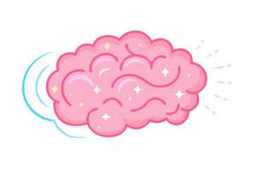Poster - Sparkling pink brain with blue motion lines
