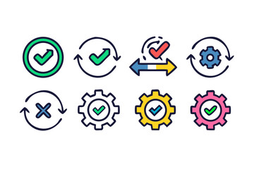 Poster - Set of icons representing approval and process