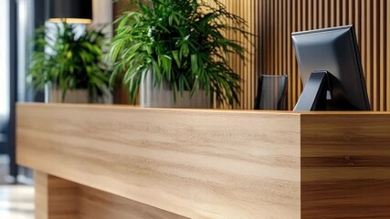 Poster - A traditional wooden desk with a modern computer monitor sitting on top, perfect for home office or study setup