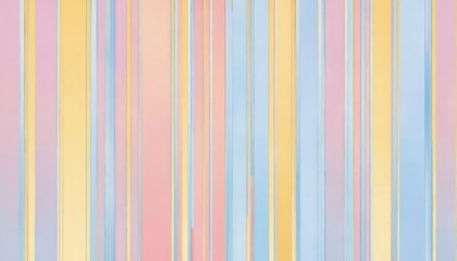 Poster - Vertical pastel stripes in pink, yellow, blue create minimalist abstract pattern. Symmetrical design features alternating colors. Background seamless, providing clean texture for decor. Colors