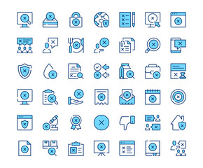 Poster - X mark icons. Vector line icon set. Modern outline design. Blue concept