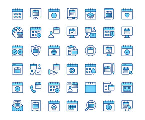Fototapete - Calendar icons. Vector line icon set. Modern outline design. Blue concept