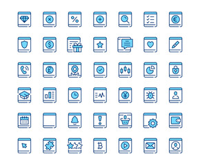 Fototapete - Tablet icons. Vector line icon set. Modern outline design. Blue concept