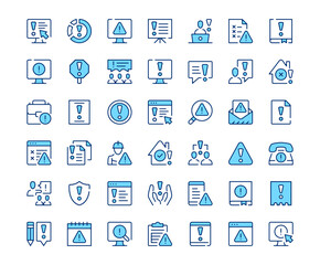 Fototapete - Warning icons. Vector line icon set. Modern outline design. Blue concept