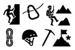 © LOBSTER LARRY - Thrilling mountain climbing adventure icons set in bold silhouette style