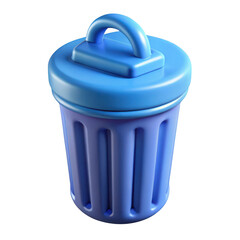 Poster - 3d blue trash can icon isolated on transparent background