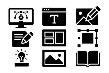 Leinwandbilder - Creative design icons set: tools for digital graphics and editing