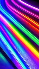 Poster - Abstract Neon Light Stripes Against Dark Background with Vivid Colors and Glowing Effect